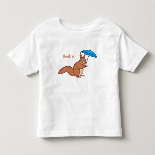 Cute red squirrel with umbrella cartoon kinder shirts (Voorkant)