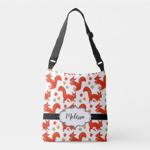Cute Red Squirrels en Acorns Crossbody Tas