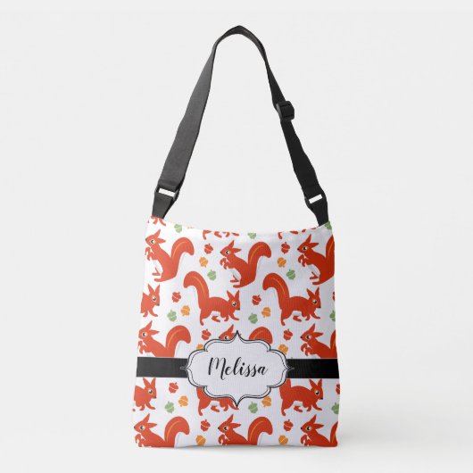 Cute Red Squirrels en Acorns Crossbody Tas (Voorkant)