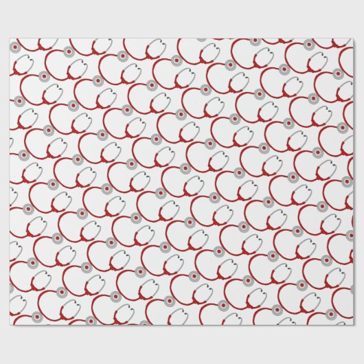 Cute Red Stethoscoop-verpleegster Cadeaupapier (Vlak)