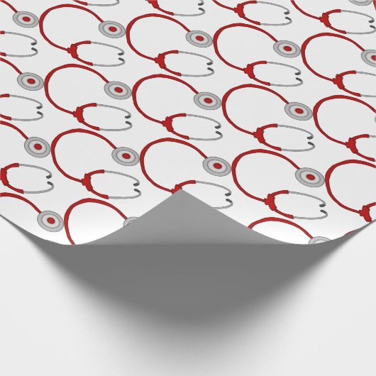 Cute Red Stethoscoop-verpleegster Cadeaupapier (Hoek)