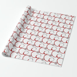 Cute Red Stethoscoop-verpleegster Cadeaupapier