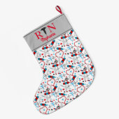 Cute Red Stethoscope Nurse | Doctor EKG Pattern   Grote Kerstsok (Achterkant (Hangend))