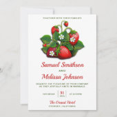 Cute Red Strawberries Bouquet Wedding Invitation Kaart (Voorkant)