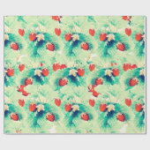 Cute Red Strawberries en Waterverf van olie Verf Cadeaupapier (Vlak)