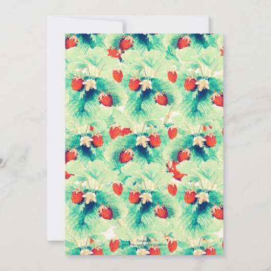 Cute Red Strawberries en Waterverf van olie Verf Kaart (Achterkant)