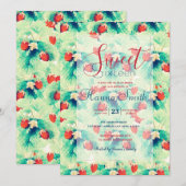 Cute Red Strawberries en Waterverf van olie Verf Kaart (Voorkant / Achterkant)