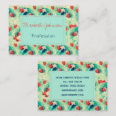 Cute Red Strawberries en Waterverf van olie Verf Visitekaartje (Voorkant / Achterkant)