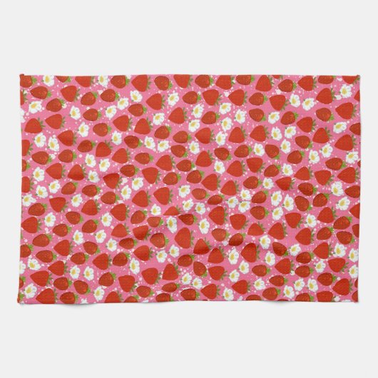 Cute Red Strawberries Home Chef Theedoek (Horizontaal)