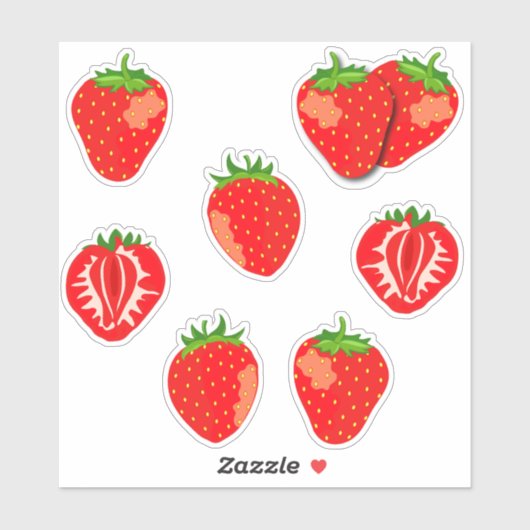 Cute Red Strawberries Sticker (Vel)