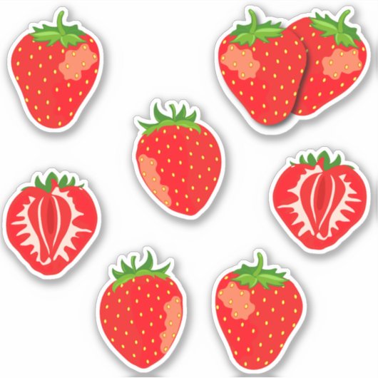 Cute Red Strawberries Sticker (Voorkant)