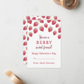 Cute Red Strawberries Valentijn Notitiekaartje (Voorkant / Achterkant in situ)