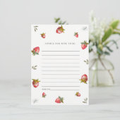 Cute Red Strawberry Advice for Mum Baby shower Informatiekaartje (Staand voorkant)