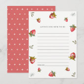 Cute Red Strawberry Advice for Mum Baby shower Informatiekaartje (Voorkant / Achterkant)