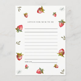 Cute Red Strawberry Advice for Mum Baby shower Informatiekaartje