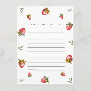 Cute Red Strawberry Advice for Mum Baby shower Informatiekaartje