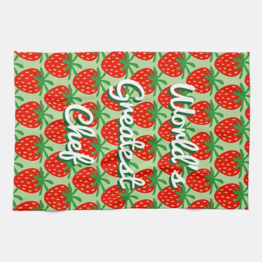 Cute red strawberry douane keukenhanddoekje gift theedoek (Horizontaal)