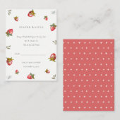 Cute Red Strawberry Leaf Diaper Raffle Baby shower Informatiekaartje (Voorkant / Achterkant)