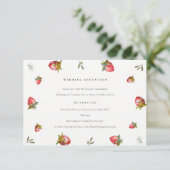 Cute Red Strawberry Leaf Foliage Weddenschap Recep Informatiekaartje (Staand voorkant)