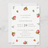 Cute Red Strawberry Leafy Baby shower Invite Bedankkaart (Voorkant)