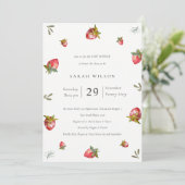 Cute Red Strawberry Leafy Baby shower Invite Bedankkaart (Staand voorkant)
