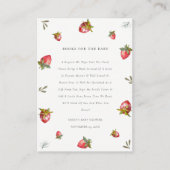 Cute Red Strawberry Leafy Books for Baby shower Informatiekaartje (Voorkant)