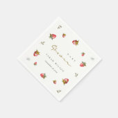 Cute Red Strawberry Leafy Botanical Baby shower Servet (Hoek)