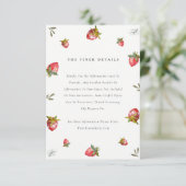 Cute Red Strawberry Leafy Botanical Wedding Detail Informatiekaartje (Staand voorkant)