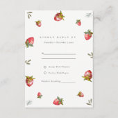 Cute Red Strawberry Leafy Botanical Wedding RSVP Informatiekaartje (Voorkant)