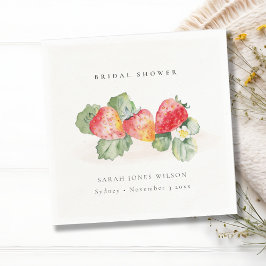 Cute Red Strawberry Leafy Foliage Vrijgezellenfees Servet