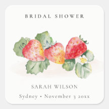 Cute Red Strawberry Leafy Foliage Vrijgezellenfees