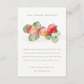 Cute Red Strawberry Leafy Foliage Weddenschap Deta Informatiekaartje (Voorkant)
