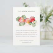 Cute Red Strawberry Leafy Foliage Weddenschap Deta Informatiekaartje (Staand voorkant)