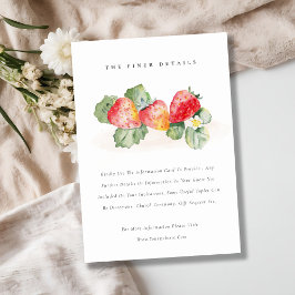 Cute Red Strawberry Leafy Foliage Weddenschap Deta Informatiekaartje