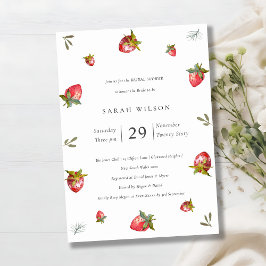 Cute Red Strawberry Leafy Vrijgezellenfeest Invite Bedankkaart