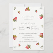 Cute Red Strawberry Leafy Vrijgezellenfeest Invite Bedankkaart (Voorkant)