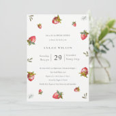 Cute Red Strawberry Leafy Vrijgezellenfeest Invite Bedankkaart (Staand voorkant)