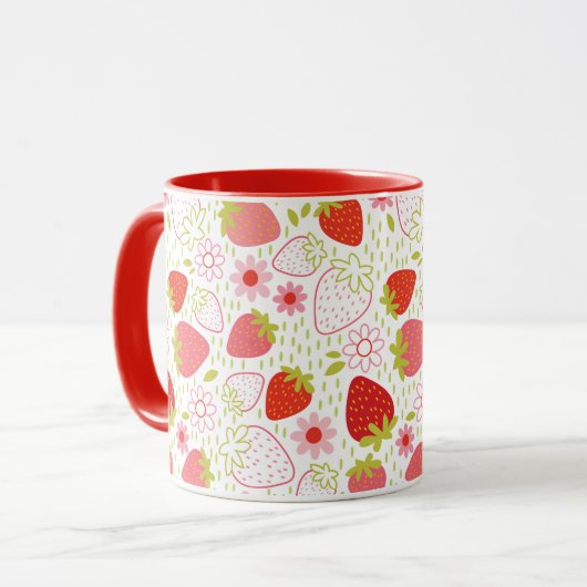 Cute Red Strawberry Pattern Mok (Voorkant links)