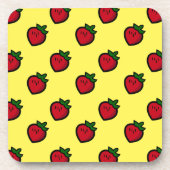 Cute Red Strawberry Pattern voor Vegetariërs Bier Onderzetter (Voorkant)