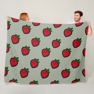 Cute Red Strawberry Pattern voor Vegetariërs Fleece Deken