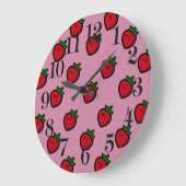 Cute Red Strawberry Pattern voor Vegetariërs Grote Klok (Hoek)