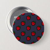 Cute Red Strawberry Pattern voor Vegetariërs Ronde Button 7,6 Cm (Voorkant /achterkant)