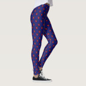 Cute Red Strawberry Polka Dot on Dark Blue Leggings (Rechts)