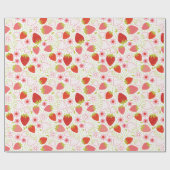 Cute Red Strawberry Wrapping Paper Cadeaupapier (Vlak)