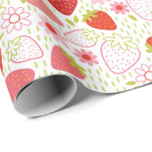 Cute Red Strawberry Wrapping Paper Cadeaupapier (Rol Hoek)