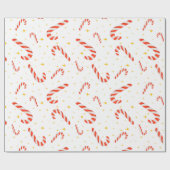 Cute Red Striped Candy Cane Gold Star Cadeaupapier (Vlak)