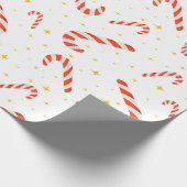 Cute Red Striped Candy Cane Gold Star Cadeaupapier (Hoek)