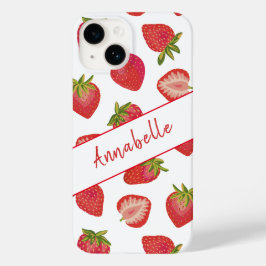 Cute Red Summer Strawberry Pattern - Gepersonalise Case-Mate iPhone 14 Hoesje