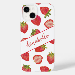 Cute Red Summer Strawberry Pattern - Gepersonalise Case-Mate iPhone 14 Hoesje