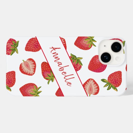 Cute Red Summer Strawberry Pattern - Gepersonalise Case-Mate iPhone Case (Achterkant (horizontaal))